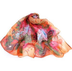 Letní šátek / šála 50x160 cm Varianta: 8 oranžová květy, Balení: 1 ks