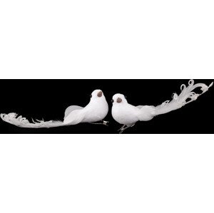 Dekorace holubice s kudrnatým peřím, s klipem Varianta: 1 bílá, Balení: 2 ks