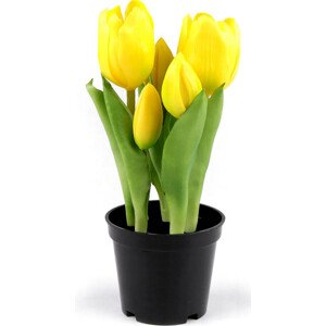 Umělé tulipány v květináči Varianta: 2 žlutá, Balení: 1 ks