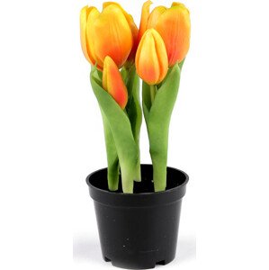 Umělé tulipány v květináči Varianta: 4 žlutá, Balení: 1 ks