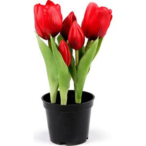 Umělé tulipány v květináči Varianta: 5 červená, Balení: 1 ks