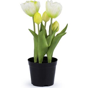 Umělé tulipány v květináči Varianta: 6 (25 cm) bílá, Balení: 1 ks