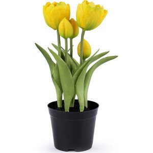Umělé tulipány v květináči Varianta: 7 (25 cm) žlutá, Balení: 1 ks