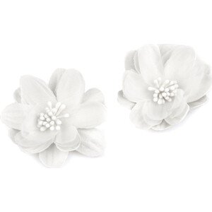 Textilní květ k nalepení Ø5 cm Varianta: 1 (Ø5 cm) bílá mléčná, Balení: 2 ks