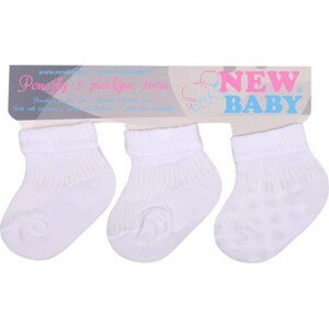 Kojenecké pruhované ponožky New Baby bílé - 3ks 56 (0-3m)