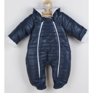 Zimní kojenecká kombinéza s kapucí a oušky New Baby Pumi blue 56 (0-3m)
