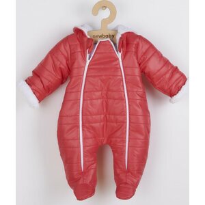 Zimní kojenecká kombinéza s kapucí a oušky New Baby Pumi red raspberry 56 (0-3m)
