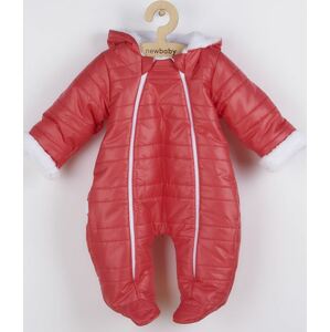Zimní kojenecká kombinéza s kapucí a oušky New Baby Pumi red raspberry 62 (3-6m)