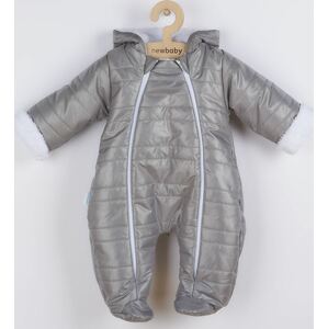 Zimní kojenecká kombinéza s kapucí a oušky New Baby Pumi grey 62 (3-6m)