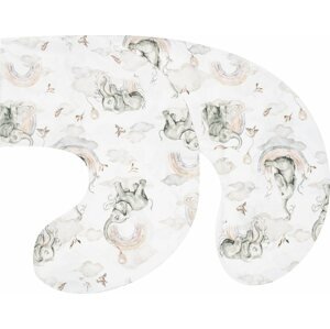 Povlak na kojící polštář ve tvaru C New Baby Sloníci bílo-šedý