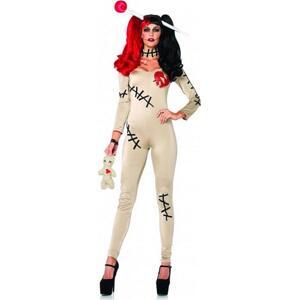 Kostým "Voodoo Doll" (kombinéza, nákrčník a čelenka, panenka), velikost L