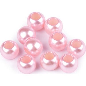 Plastové perly s velkým průvlekem 11x15 mm Varianta: 5 růžová sv., Balení: 10 ks