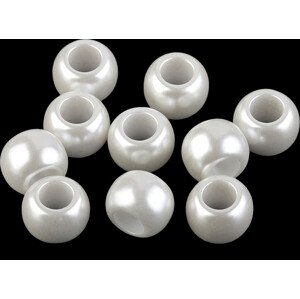 Plastové perly s velkým průvlekem 11x15 mm Varianta: 1 bílá perleť, Balení: 500 ks
