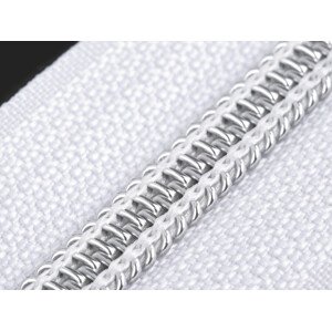 Spirálový zip se stříbrnými zoubky šíře 7 mm délka 80 cm Varianta: 101 bílá, Balení: 1 ks