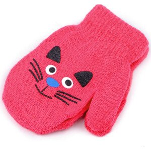 Dětské pletené rukavice palčáky se šňůrkou Varianta: 19 pink kočka, Balení: 1 pár