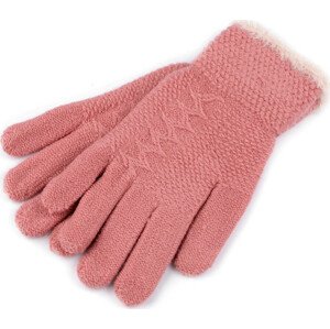 Dámské pletené rukavice s kožešinovým lemováním Varianta: 2 růžová, Balení: 1 pár