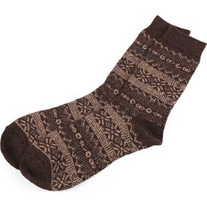 Pánské zimní ponožky norský vzor Varianta: 3 hnědá, Balení: 1 pár