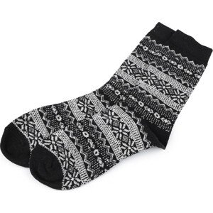 Pánské zimní ponožky norský vzor Varianta: 5 černá, Balení: 1 pár
