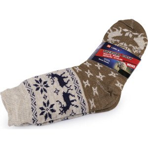 Ponožky zimní s kožíškem a protiskluzem, unisex Varianta: 2 (vel. 39-42) béžová tm., Balení: 1 pár