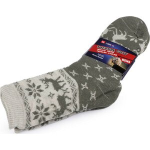 Ponožky zimní s kožíškem a protiskluzem, unisex Varianta: 3 (vel. 39-42) šedá, Balení: 1 pár