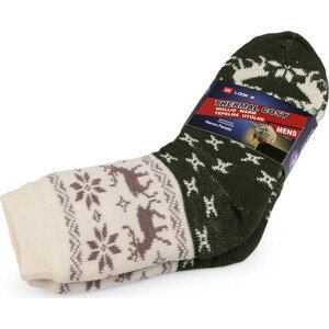 Ponožky zimní s kožíškem a protiskluzem, unisex Varianta: 10 (vel. 43-46) zelená tmavá, Balení: 1 pár