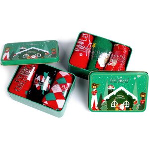 Vánoční ponožky v dárkové plechové krabičce Emi Ross Varianta: 2 (vel. 35-38) mix náhodný zelená, Balení: 3 pár