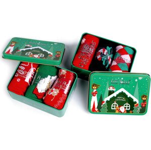 Vánoční ponožky v dárkové plechové krabičce Emi Ross Varianta: 5 (vel. 39-42) mix náhodný zelená, Balení: 3 pár