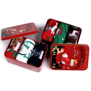 Vánoční ponožky v dárkové plechové krabičce Emi Ross Varianta: 7 (vel. 43-46) mix náhodný červená, Balení: 3 pár