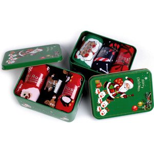 Vánoční ponožky v dárkové plechové krabičce Emi Ross Varianta: 8 (vel. 43-46) mix náhodný zelená, Balení: 3 pár