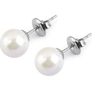 Perlové náušnice z nerezové oceli Varianta: bílá perleť, Balení: 1 pár