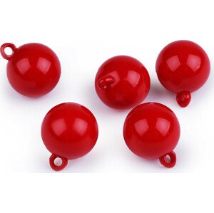 Plastové kuličky s ouškem / rolničky dekorační / korálky Ø16 mm Varianta: 4 červená, Balení: 5 ks