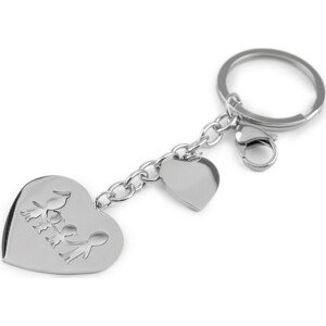 Přívěsek na klíče / kabelku z nerezové oceli Varianta: 7 platina srdce, Balení: 1 ks