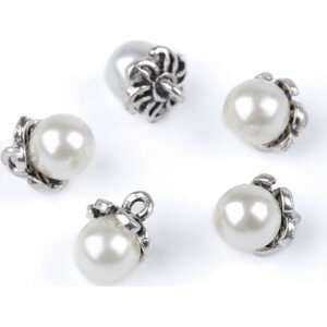 Knoflík s kaplíkem / přívěsek perla Ø9 mm Varianta: 2 perlová, Balení: 25 ks