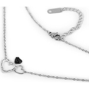 Náhrdelník z nerezové oceli s broušenými kamínky srdce, křížek Varianta: 1 crystal srdce, Balení: 1 ks