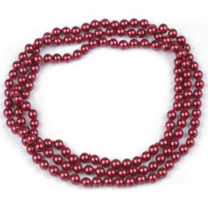 Perlový náhrdelník dlouhý, retro Varianta: 3 bordó sv., Balení: 1 ks
