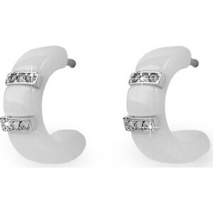 Keramické náušnice kroužky z nerezové oceli Varianta: bílá, Balení: 1 pár