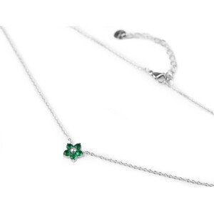 Náhrdelník z nerezové oceli květ s broušenými kamínky Varianta: 3 emerald, Balení: 1 ks