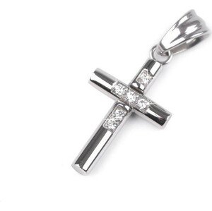 Přívěsek z nerezové oceli křížek s broušenými kamínky Varianta: platina crystal, Balení: 1 ks