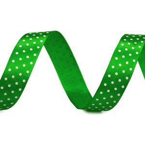 Saténová stuha s puntíky šíře 15 mm Varianta: 6 zelená pastelová, Balení: 22.5 m