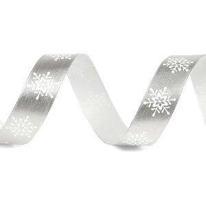 Vánoční stuha metalická vločky šíře 16 mm Varianta: 1 stříbrná metalic, Balení: 90 m