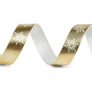 Vánoční stuha metalická vločky šíře 16 mm Varianta: 2 zlatá metalic, Balení: 90 m