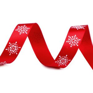 Vánoční stuha metalická vločky šíře 16 mm Varianta: 3 červená, Balení: 90 m