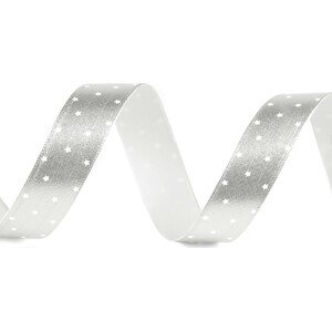 Vánoční stuha metalická hvězdičky šíře 16 mm Varianta: 1 stříbrná, Balení: 90 m