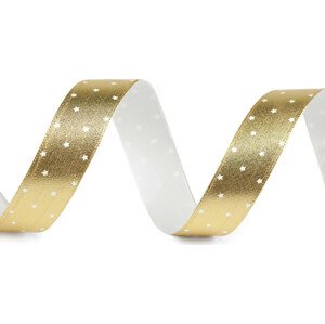 Vánoční stuha metalická hvězdičky šíře 16 mm Varianta: 2 zlatá, Balení: 90 m