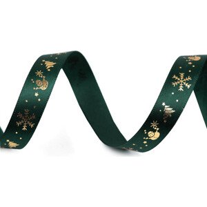 Vánoční saténová stuha šíře 15 mm Varianta: 2 zelená lesní, Balení: 5 m