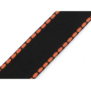 Popruh šíře 38 mm Varianta: 1 černá oranžová, Balení: 1 m