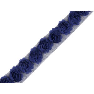 Prýmek na tylu šíře 20 mm s růžemi Varianta: 22 modrá berlínská, Balení: 14 m