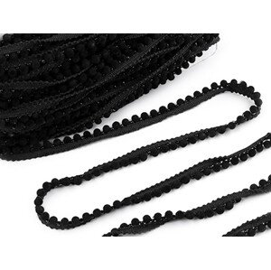 Prýmek / paspulka se sametovými perlami šíře 12 mm Varianta: 2 černá, Balení: 1 m