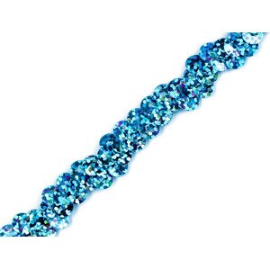Flitrový prýmek šíře 10 mm elastický Varianta: 4 modrá azuro hologram, Balení: 1 m