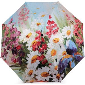 Dámský skládací deštník malované květy Varianta: 2 modrá pomněnková, Balení: 1 ks